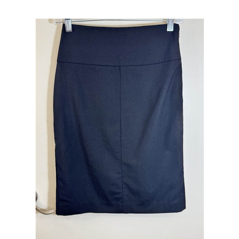 Banana Republic Italian Fabric Black Stretch‎ Lined Pencil Skirt w/ Slit, Size 0